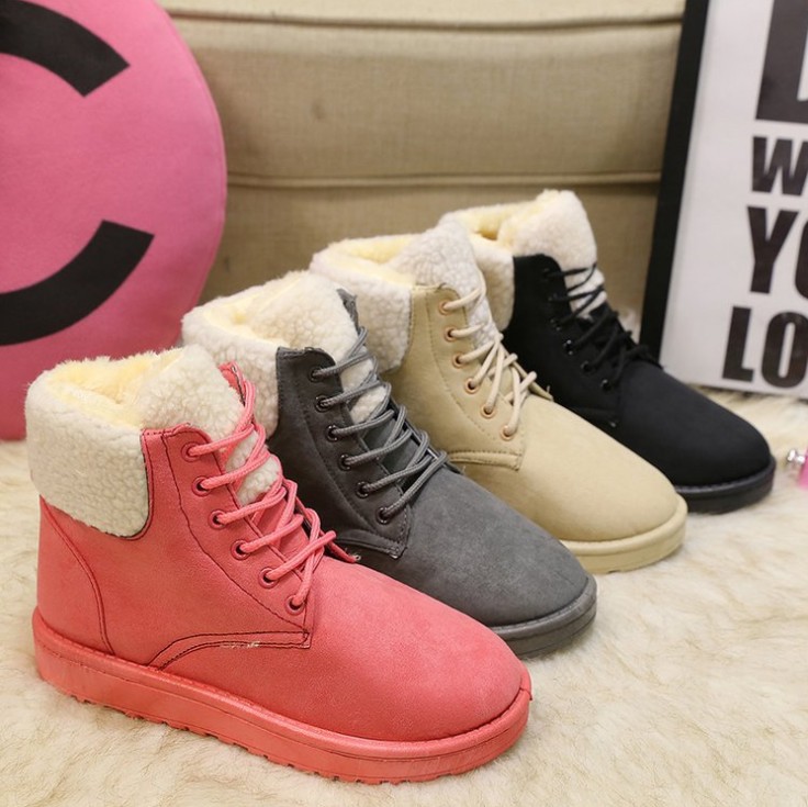 2018 Autumn winter New Women Ankle Boots Knitting wool Flat bottom Martin boots Fashion casual shoes Cotton-padded shoes Adding cotton A186