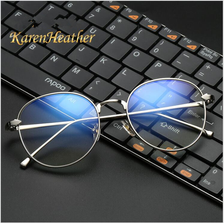 

Super light metal frame retro flat mirror fashion round eyeglasses mirror frame south Korean art and blue ray glasses frame