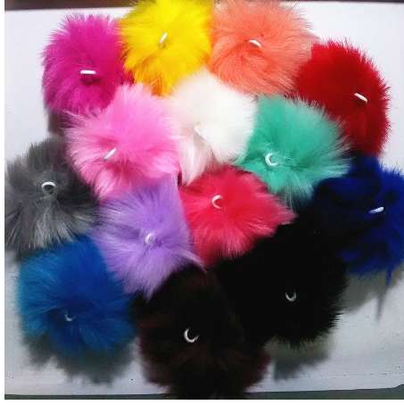 

2 pcs/lot Colorful Cute Faux Rabbit Fox fur 6cm Pompon Pendant DIY handmade Fashion Jewelry Accessories