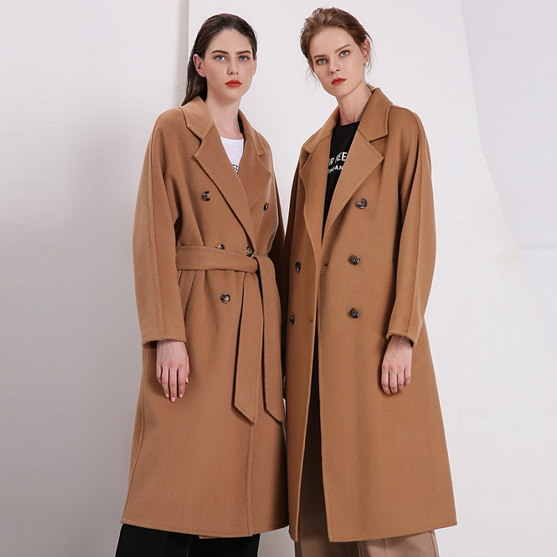 

2019 designer trench coat women winter wool blends x-length outwear coats lapel neckline ladies Outerwear cashmere coats, Same as picture