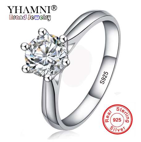 Lose Money 99% OFF! Fine Jewelry Original Natural 925 Silver Rings Solitaire 6mm 1ct Sona CZ Stone Wedding Rings For Women RL003