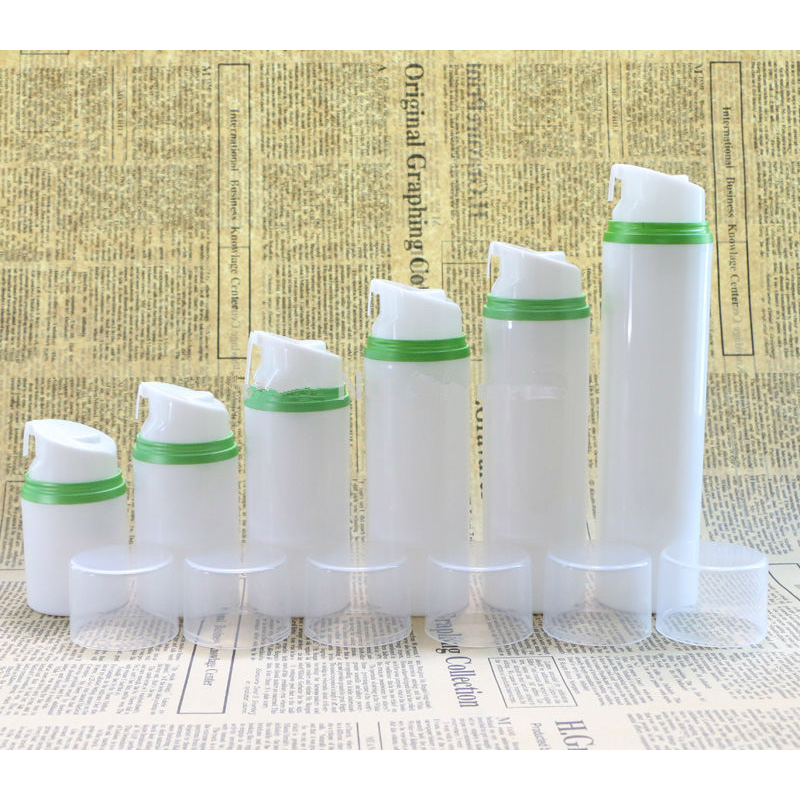 

30ml 50ml 100ml clear Cap Green Edge Cosmetic Container Empty Airless Pump Plastic Bottles Travelling Liquid Use F095