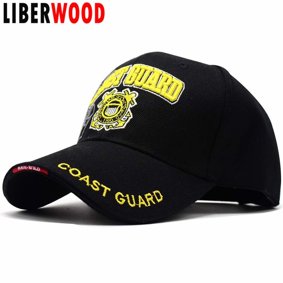 

LIBERWOOD US Coast Guard USCG 3D Embroidered Baseball Cap United States Coast Guard Men women Tactical Hats Cap Adjustable, Black