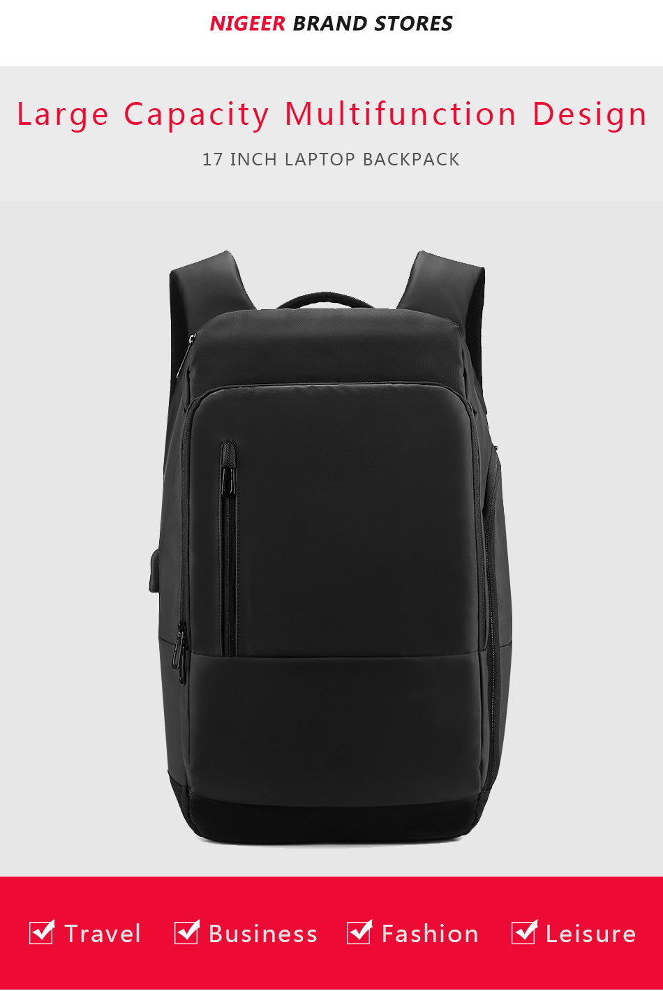 nigeer 17 inch laptop backpack