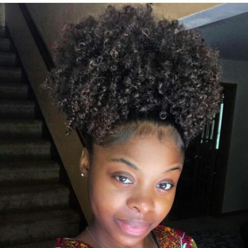 

Hot Sale Afro Short Kinky Curly Ponytail Bun cheap hair 100g-140g Human hair ponytail for black women