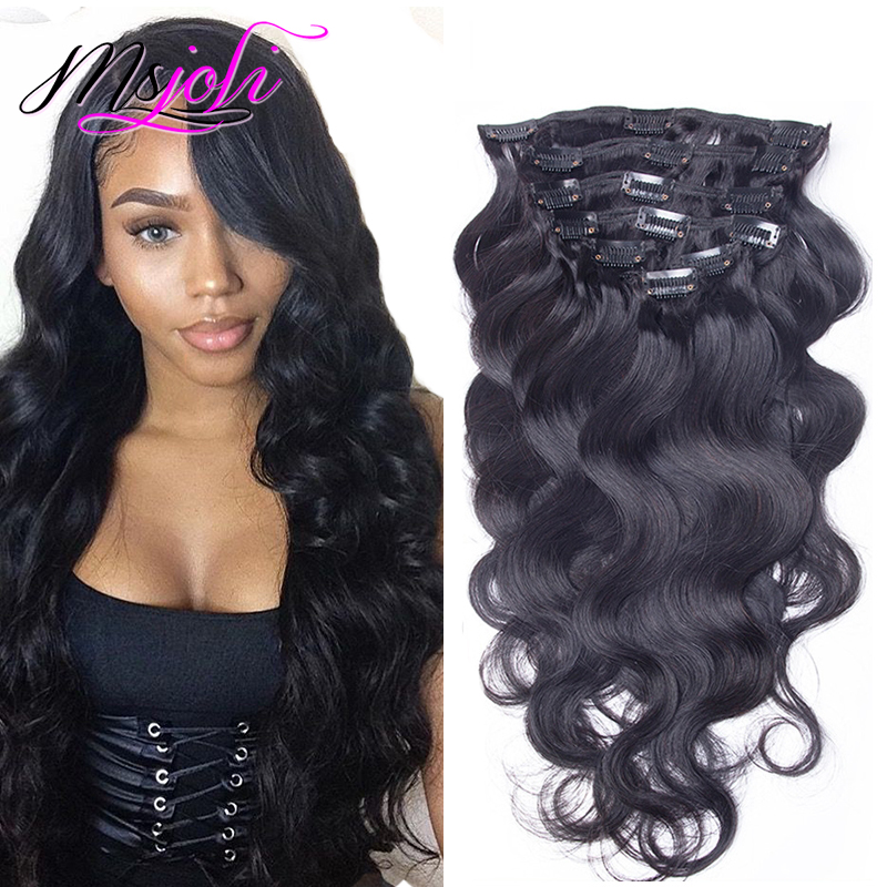 

Brazilian Body Wave Malaysian Virgin Human Hair 120G Clip In Extension Full Head Natural Color 7Pcs/lot 12-28 Inches From Ms Joli