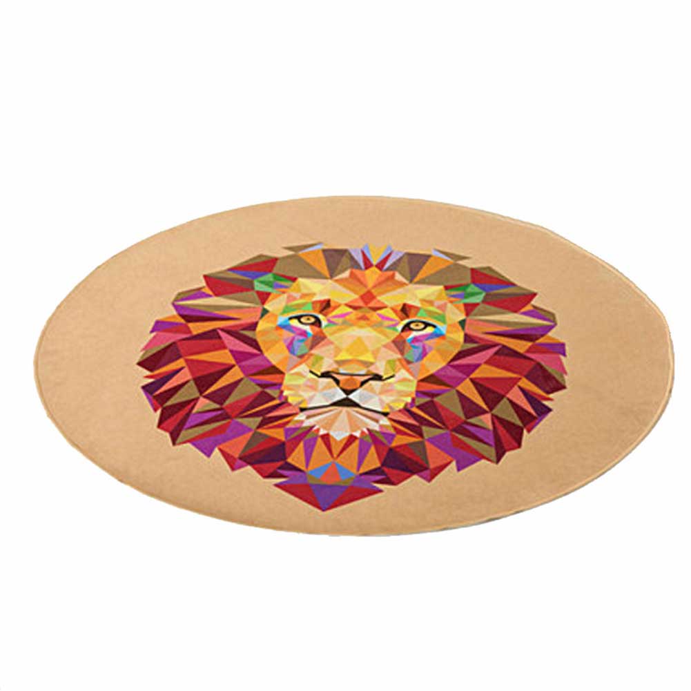 

Round Area Rug,Animal Design Non-slip Fabric Round Rugs for Bedroom Living Room Study Room Kids Playing Floor Mat Carpet -- lion, As the picture shows