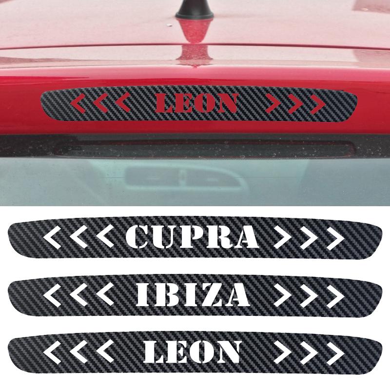 

Car Carbon Fiber Vinyl Brake Lights Decorative Cover High Mount Stop Lamp Sticker for Seat Leon Ibiza cupra