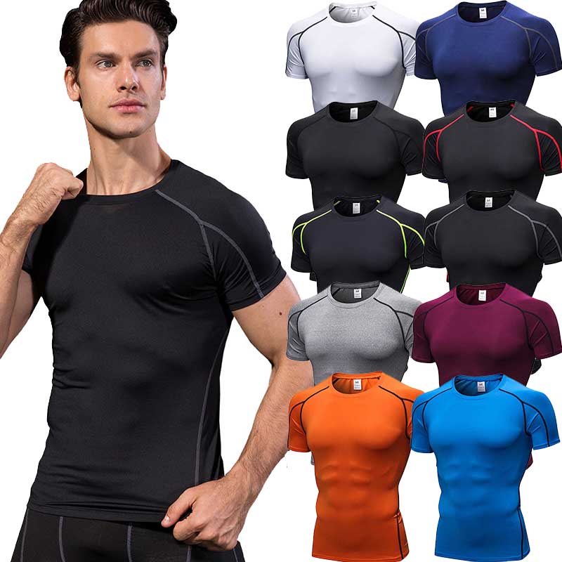 

Quick-drying Soccer Jerseys For Men Compression Fitness Tights Gym Sportswear Basketball Men Short sleeve Shirt Bodybuilding T-Shirt, Blackgrey