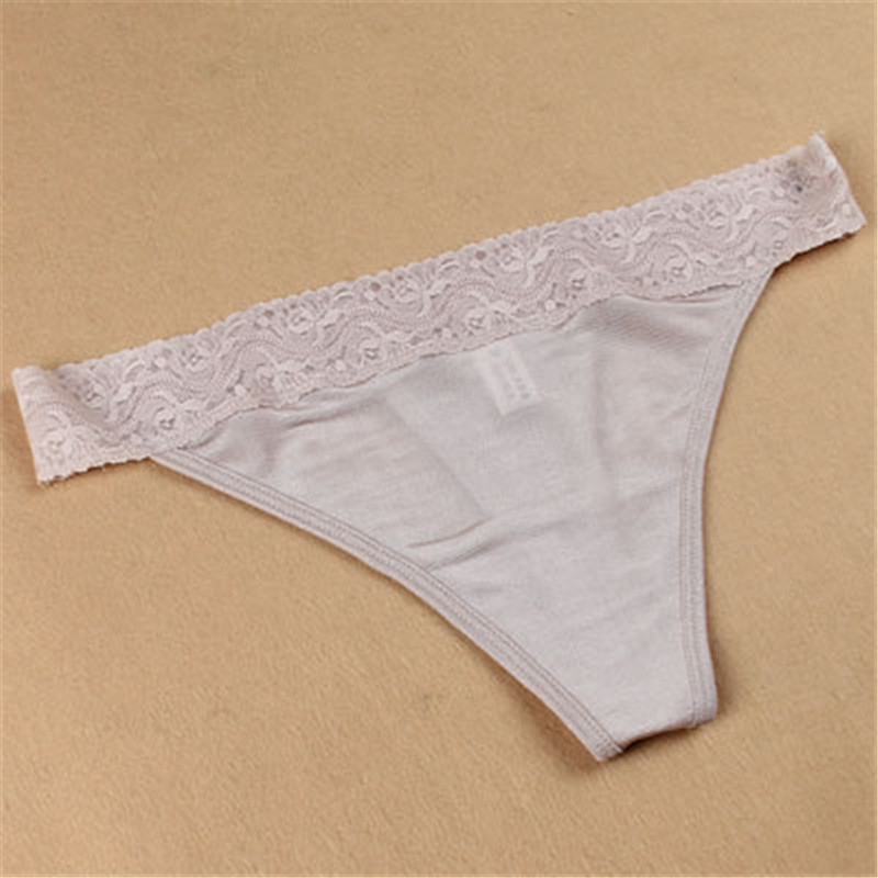 

Wholesale Free Shipping Women 100% Pure Silk Lace Low-waist Sexy Knitted G Strings Underwear Panties Briefs, Color send by random