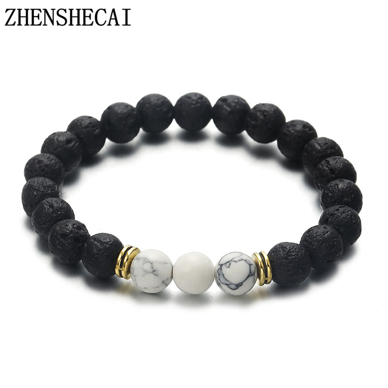 

2018 New Bracelet Classic Stone White and Black Beaded Bracelets for Men Women Best Friend gift fashion jewelry wholesale
