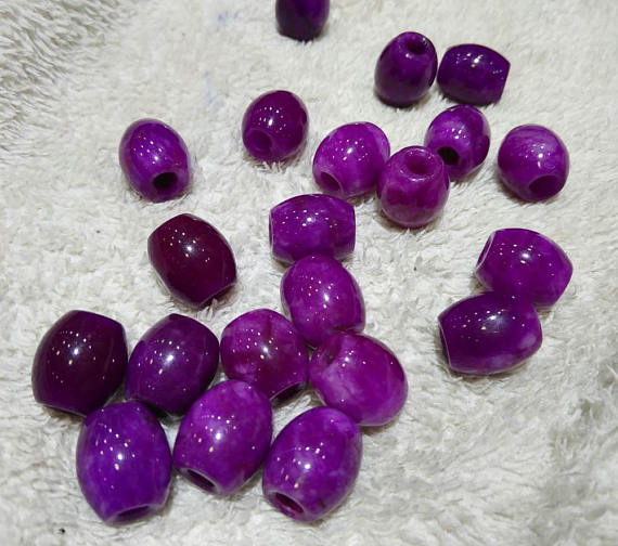 

Larger Hole--12pcs Sugilite jade gemstone 10x14\14x14\16-25mm drum rice barrel spacer purple jade stone spacer beads, Black