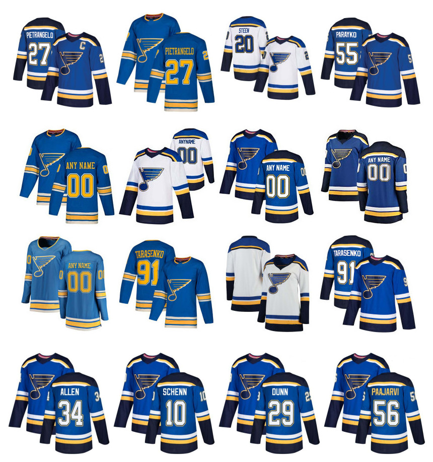 

Customized St. Louis Blues Jersey Vladimir Tarasenko Jake Allen Alex Pietrangelo Steen Jaden Schwartz Colton Parayko Schenn Stitched Hockey, Kid's blue