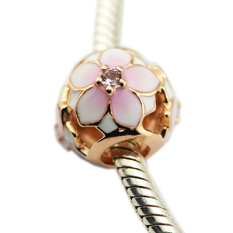 Spring Magnolia Bloom Charm Silver Beads For Woman DIY Jewelry Making Silver Charms Fit Original 925 Silver Charms Bracelet & Necklace-image-411772209