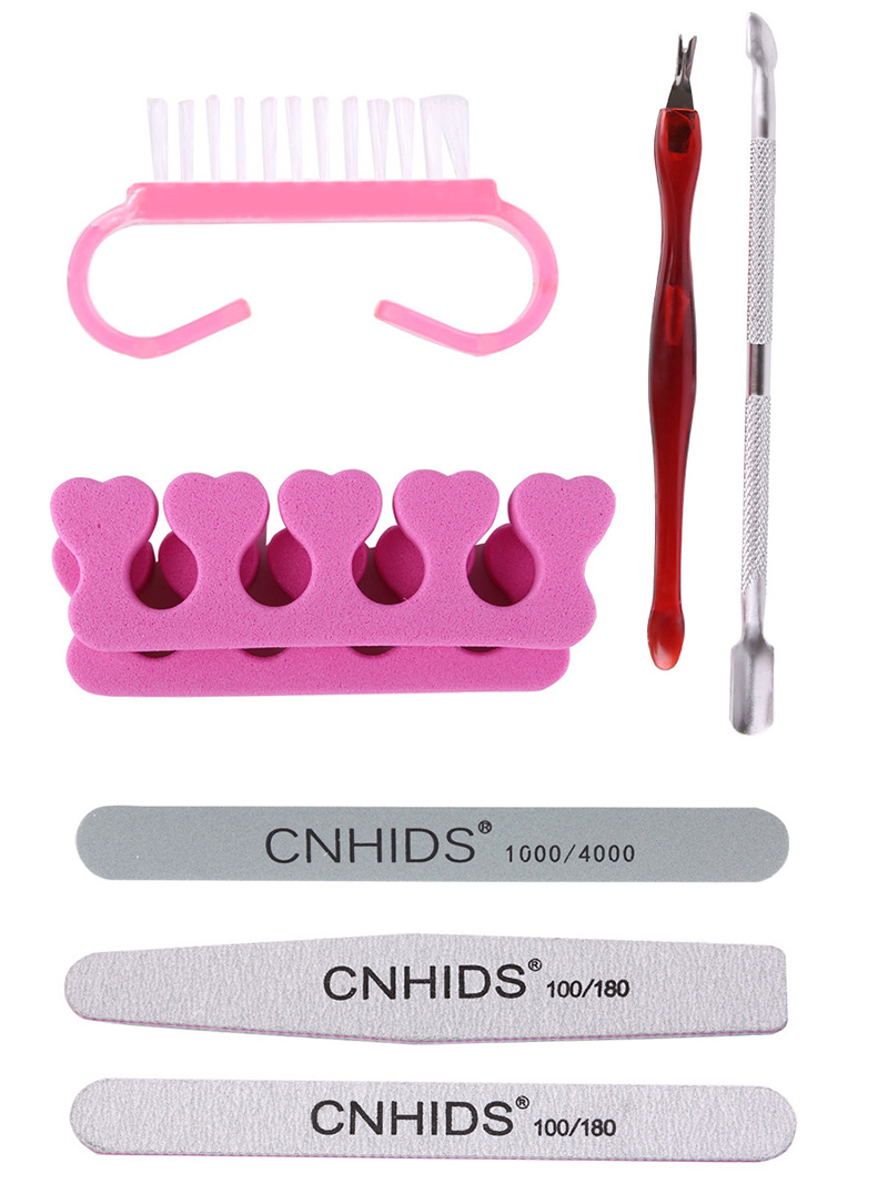 

8pcs/set Sandpaper Manicure Set Nail Buffing Nail Files Sanding Pusher Remover Dead Skin Manicure Tools Kits For Women, As pic