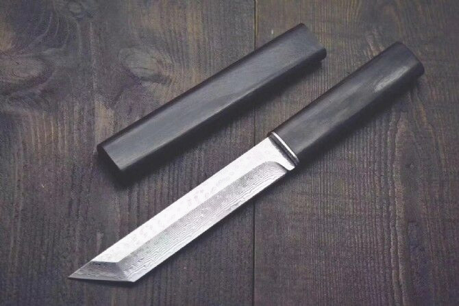 

Katana VG10 Damascus Steel Tanto Blade Ebony Handle Fixed Blades Knives With Wood Sheath Collection knife