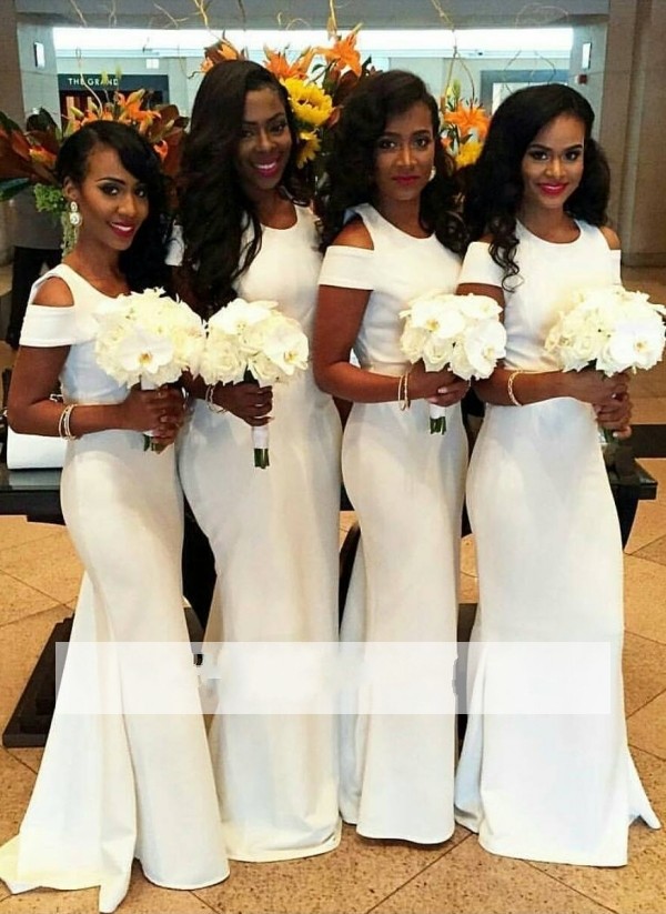 

African Nigerian Mermaid Bridesmaid Dresses Long Cheap Jewel Neck Floor Length Formal Prom Dresses Maid Of Honor Dress Custom Made