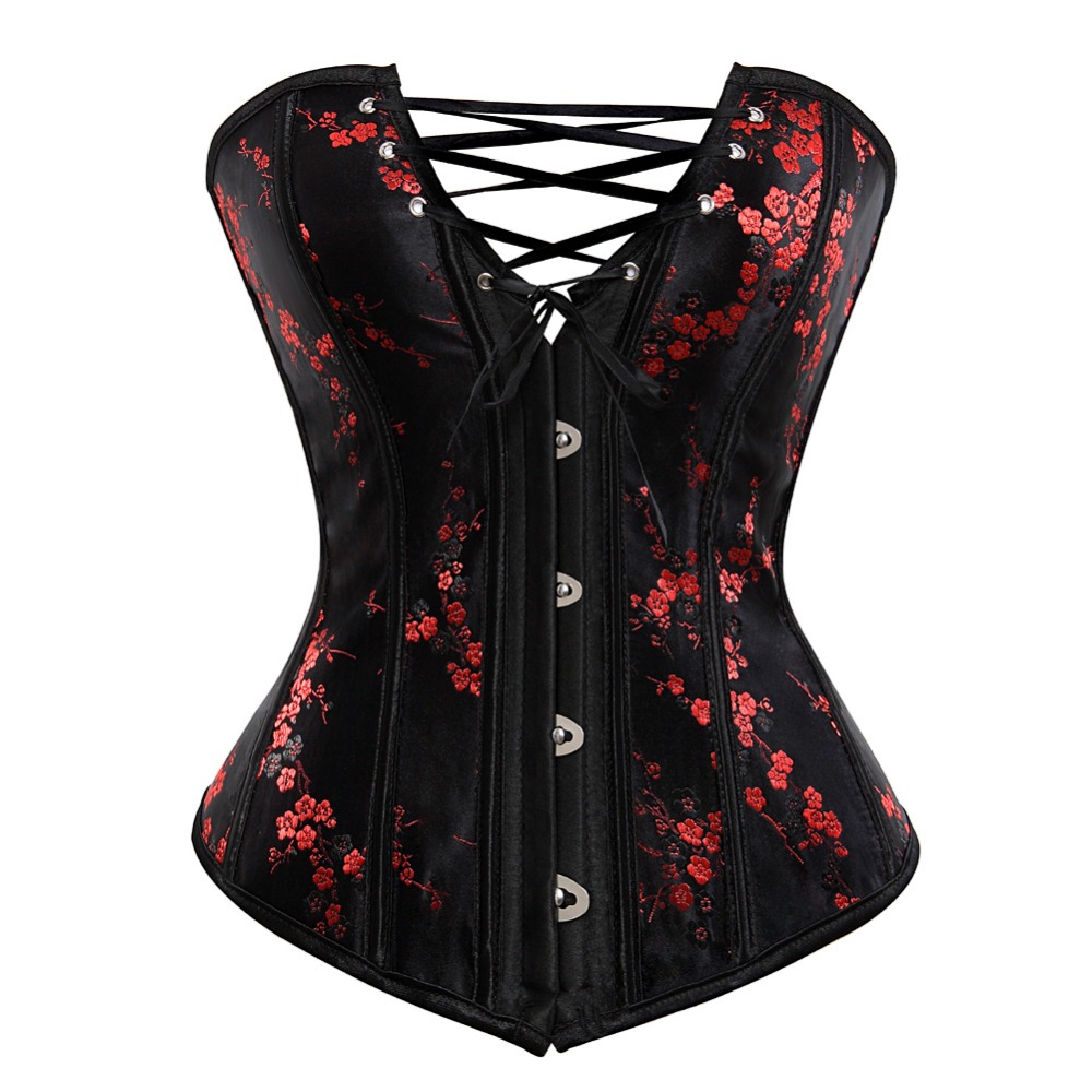 

Women waist cincher Underbust corset plus size Lace up Boned shoulder straps bustier corset lingerie, Black