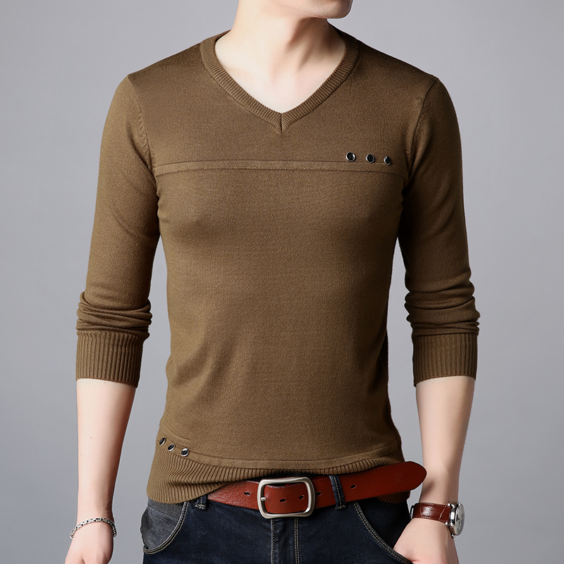 2018 New Fashion Brand Sweater Mens Pullover V-Neck Slim Fit Jumpers Knitting Warm Thick Autumn Korean Style Casual Mens Clothes