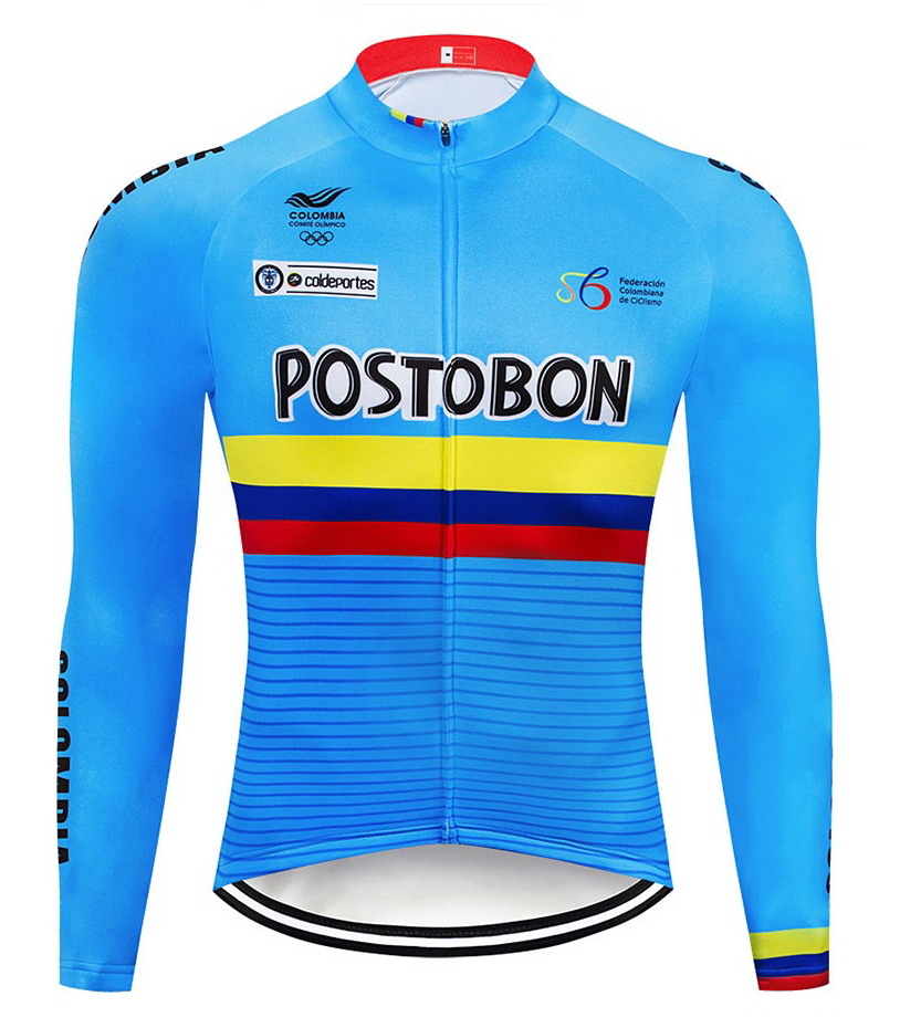 

SPRING SUMMER ONLY CYCLING JACKETS CLOTHING LONG JERSEY ROPA CICLISMO 2018 COLOMBIA NATIONAL TEAM SIZE:-4XL, Blue