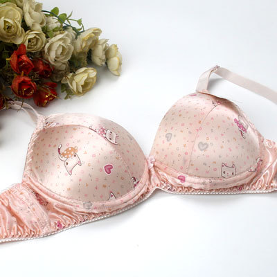 

Silk bra mulberry double faced silk wireless glossy thin push up padded cup lingerie sexy women's underwear, Multi