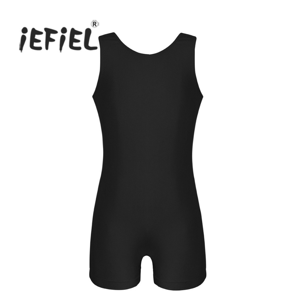 

4-12 Years Kids Girls Sleeveless Keyhole Back Ballet Dance Gymnastics Leotard Jumpsuit Unitard Dancewear Body Suit Performance, Black
