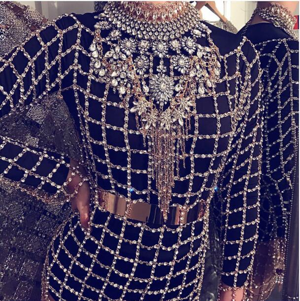 

Evening dress Yousef aljasmi Kim kardashian Long sleeve Stand collar Beaded Lattice Midi dress Almoda gianninaazar ZuhLair murad Ziadnakad, Same with picture