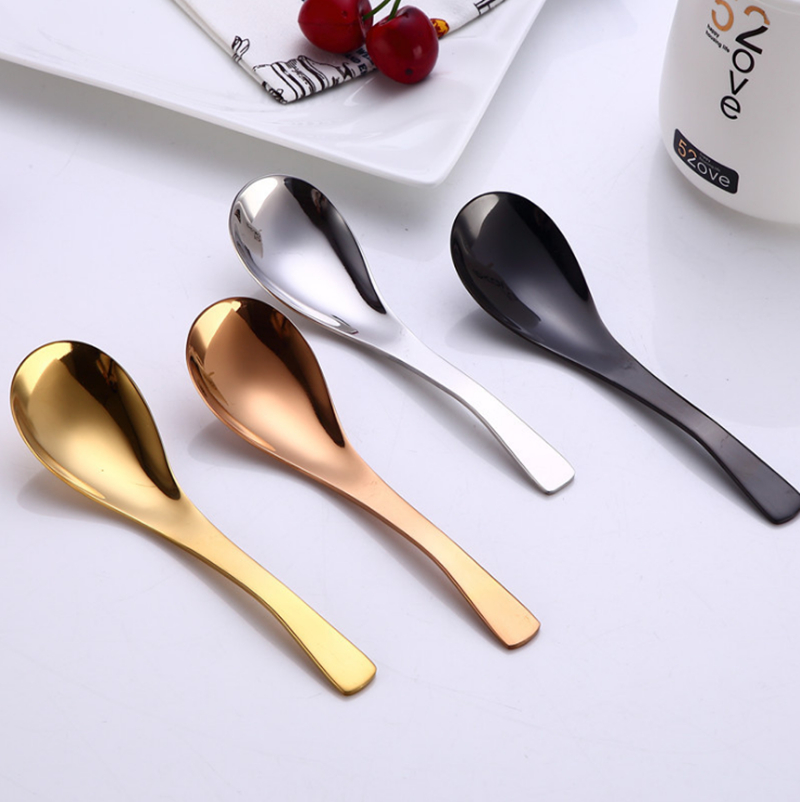 

304 stainless steel earl spoons Plating color gold black rosegold court spoon 14.7*4cm round bottom scoop wholesale
