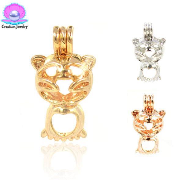 

Fashion cute tiger love wish akoya oyster pearls cages silver rose gold new pendants birthday party children women best gifts