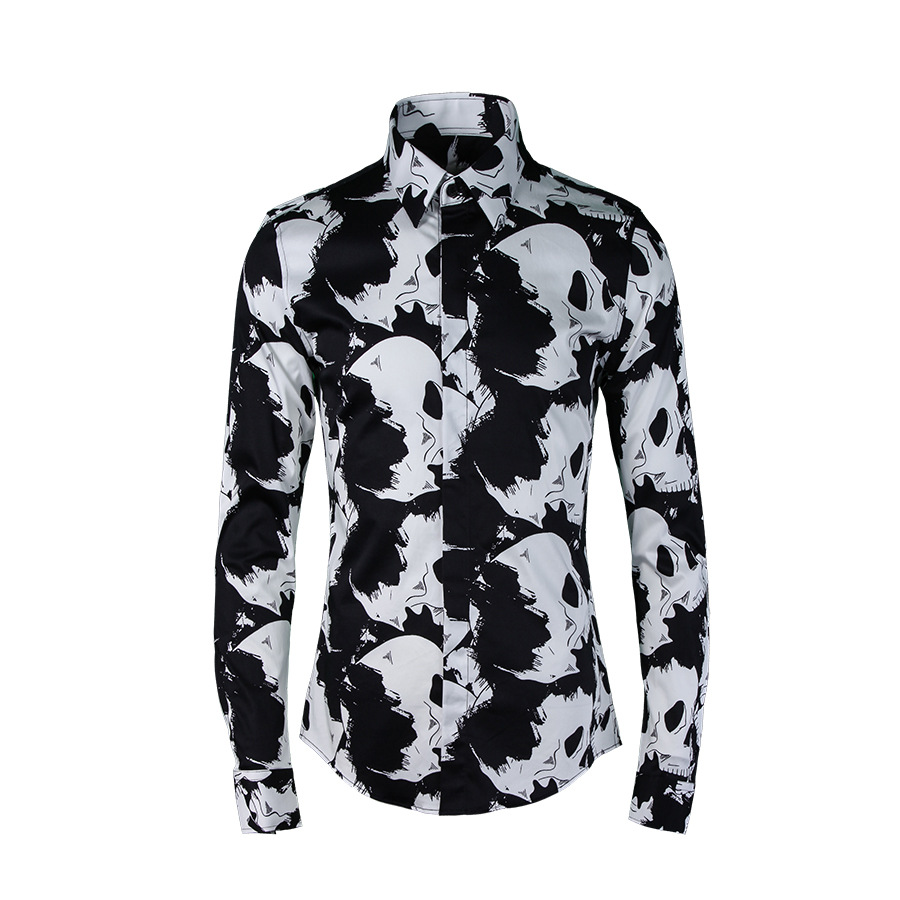 

Mens Long Sleeve Luxury Gold Floral Print Dress Shirt, White