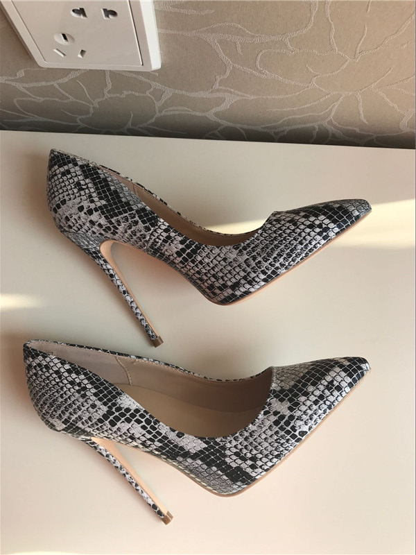 

free fashion women pumps split grey patent snake python real leather point toe high heels shoes corn heeled brand new 120mm 100mm, Grey 10cm