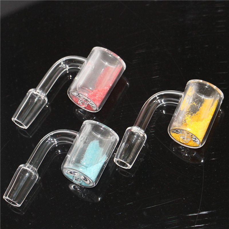 

Smoking Thermal Quartz Banger with Color Sands 14mm 90 Degree Double Tube Thermo chromic Bucket Nail for Oil Rigs Glass Bongs