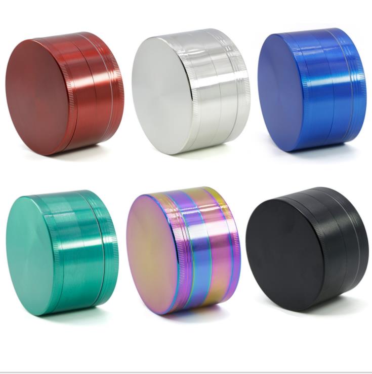 

75mm Diameter Four-layer Zinc Alloy Bright Color Ice Blue Light Plate Monochromator Cigarette Shredder New Teeth