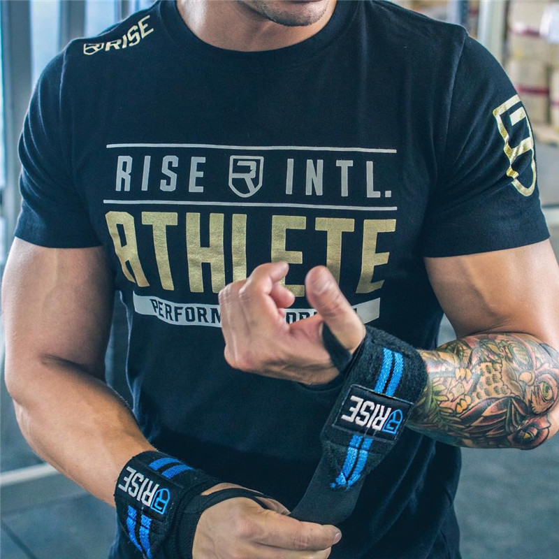 

Multicolor Mens Summer gyms Workout Fitness T-shirt Bodybuilding Slim Shirts printed Shirts printed O-neck Short sleeves cotton Tee Tops, White;black