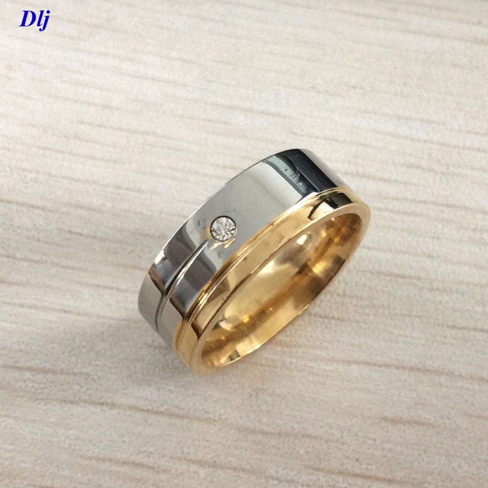 

Free Shipping 8MM Mens Womens Fashion luxury Titanium Stainless Steel gold silver plated Band Ring US Size 7-12