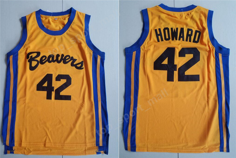 

High/Top Men 42 Scott Howard Jersey Moive Basketball Beacon Beavers Jerseys Yellow American Film version state Cheap Stitched Quality