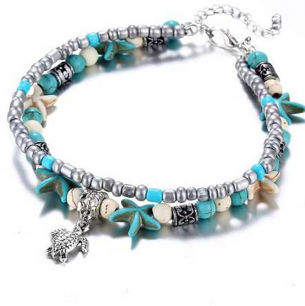 

Bohemian Shell Beads Starfish Turtle Anklet Women Multilayer Foot Chain Anklets Leg Bracelet Boho Style Barefoot Sandals Jewelry