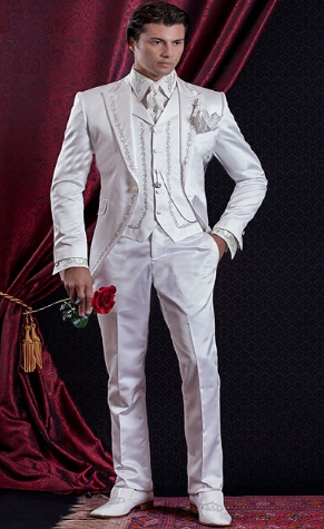 Custom Made 2019 Blue Black Mens Suits embroidered Wedding Suits For Men Groom Tuxedos Three Piece men Suit (jacket+pants+vest)