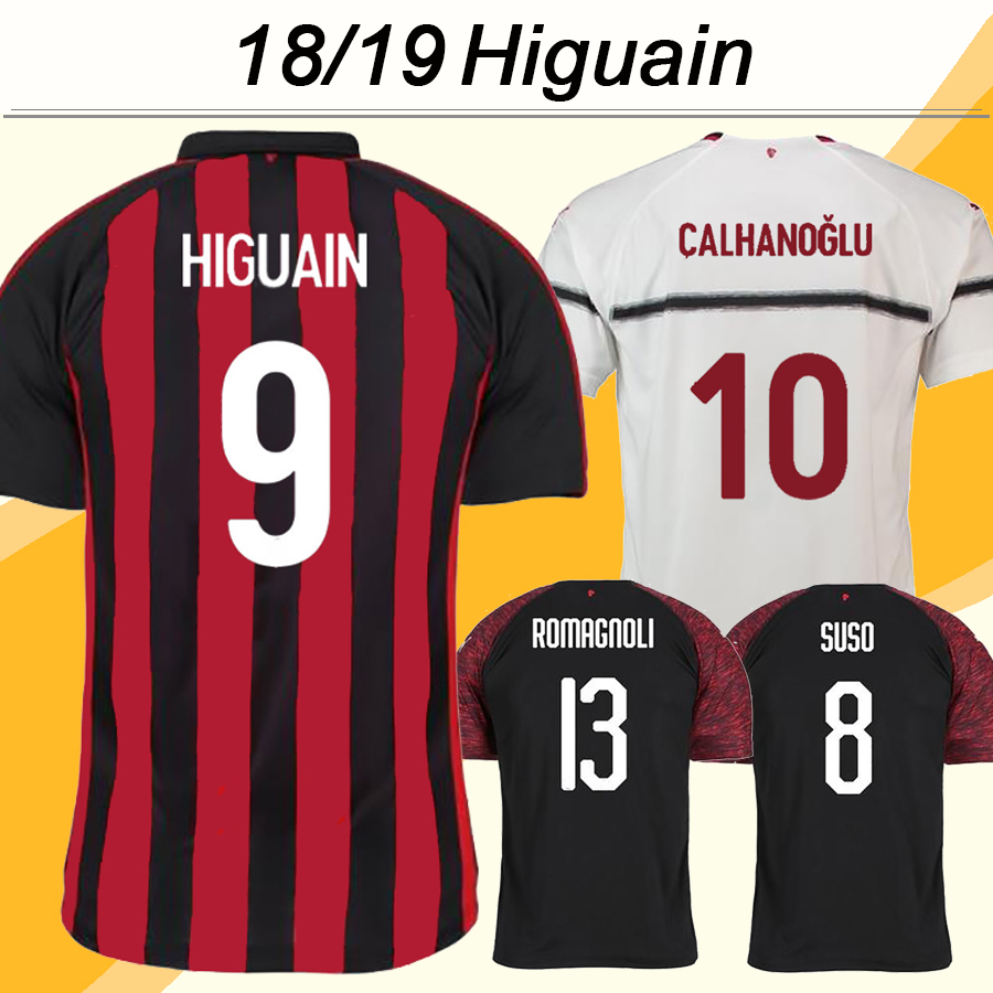 

18 19 Soccer Jerseys HIGUAIN CALHANOGLU SUSO Home Away 3rd Mens Football Shirt ANDRE SILVA CALHANOGLU RODRIGUEZ Short Sleeve Uniforms, Qm2244 1819 away