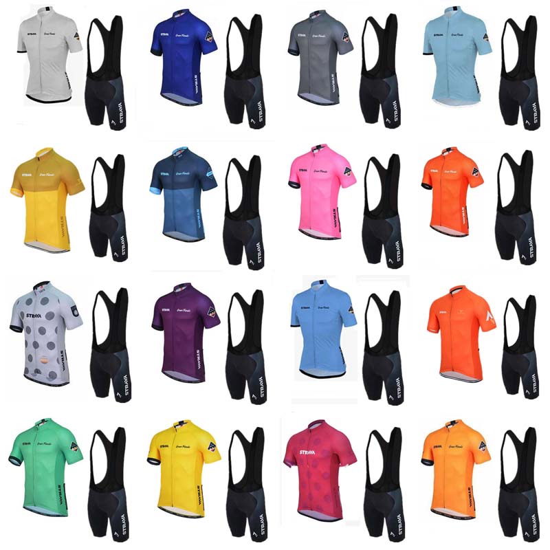 

ropa ciclismo 2018 STRAVA Cycling Short Sleeves jersey bib shorts sets kit Mens clothing outdoor mtb bike sportswear S112103, 19q