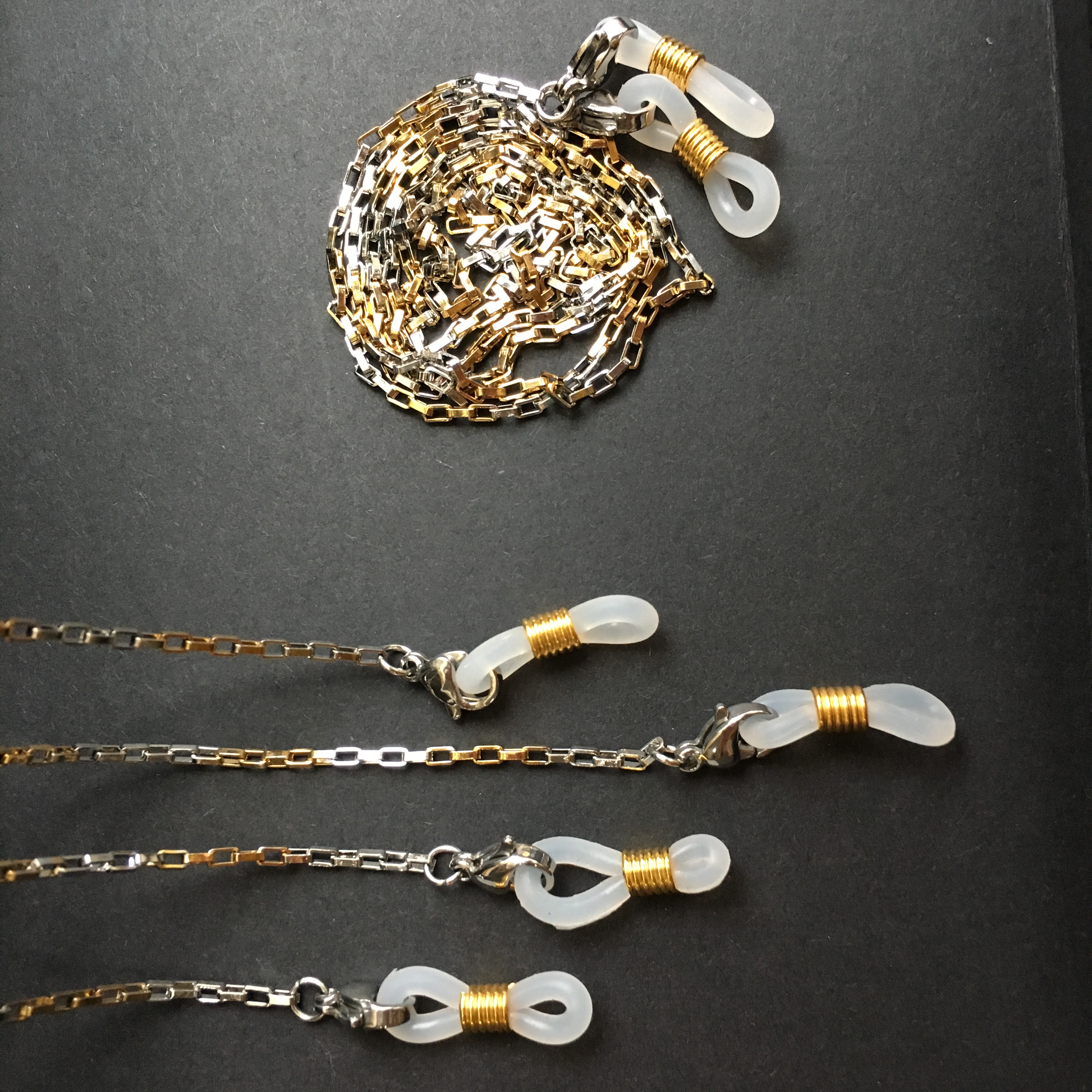 bi-color gold electro plated eyeglass stainless steel neck chains sunglass frame neck holder spectalce string lanyard