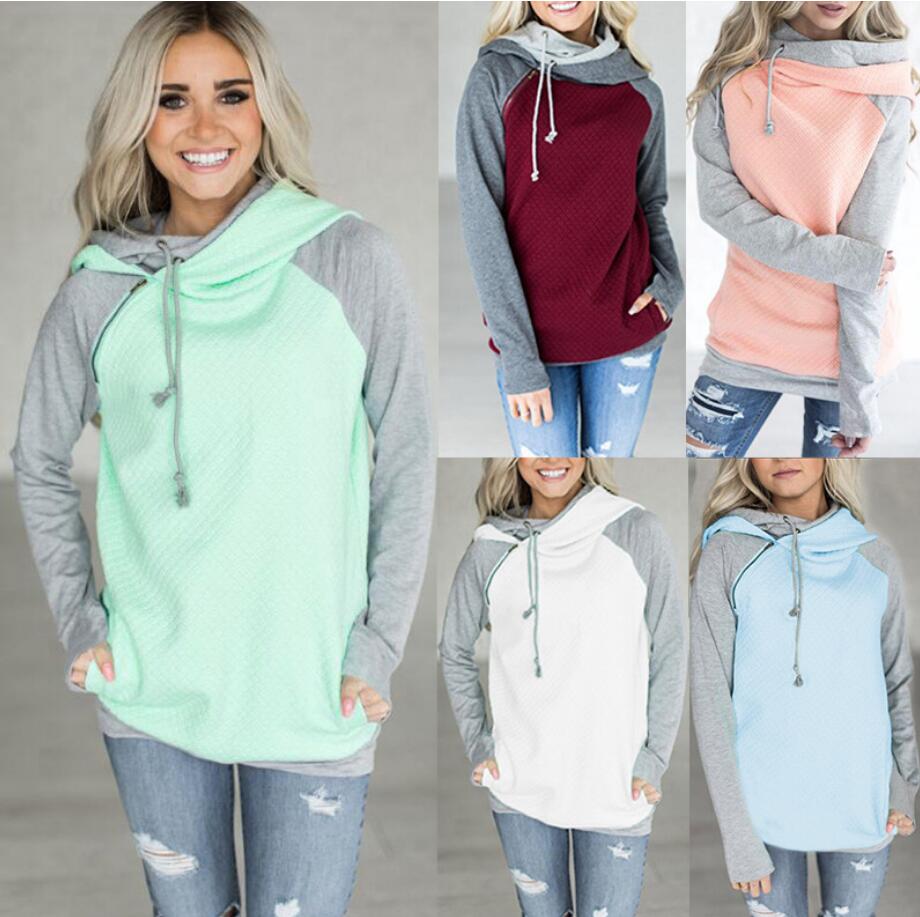 5 styles Zipper Couture Hoodies À Manches Longues Patchwork Pull D'hiver Dames Veste Sweat Pull Jumeaux Tee Top Pull Décontracté FFA1189 12pcs