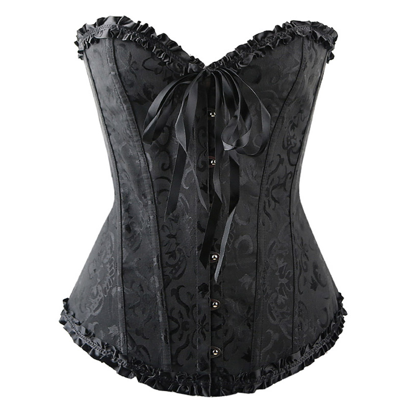 

Satin Bone Lace Up Top Steampunk Corset Sexy Bustier Women Corselet Corset and Bustier Overbust Slim Strapless, W490819d-rd