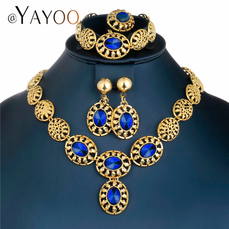 

Dubai Bridal Jewelry Sets Imitation Crystal Gold Color Wedding Jewelry Sets Necklaces and Earrings Womens Jewellery, Silver