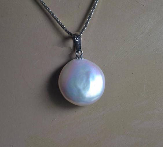 

100% Natural Pearl Jewellery,White Color Coin 14mm Real Freshwater Pearl Necklace,Bridesmaid Gift For Women 2018n137