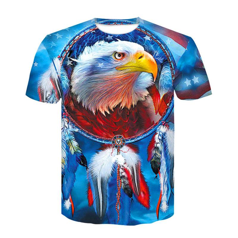 

New USA Flag America Eagle Independence Day Full 3D Print Summer T-Shirt, Multi