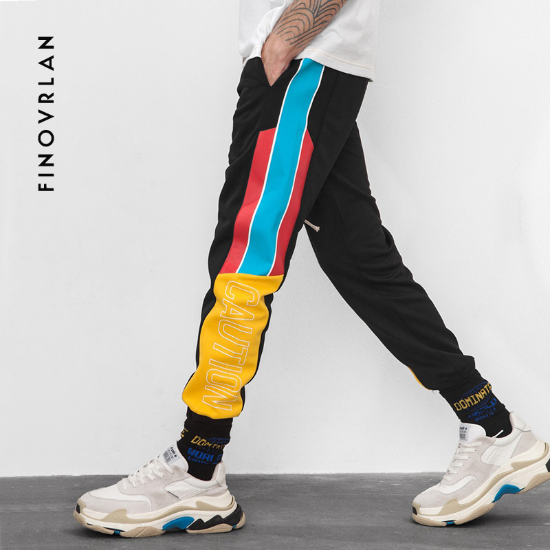 

2018 New Stitching Cotton Hip hop Style Full Length Pant Hip Hop Sweatpants For Men Elastic Waist Mens Spiced SweatPants, Black