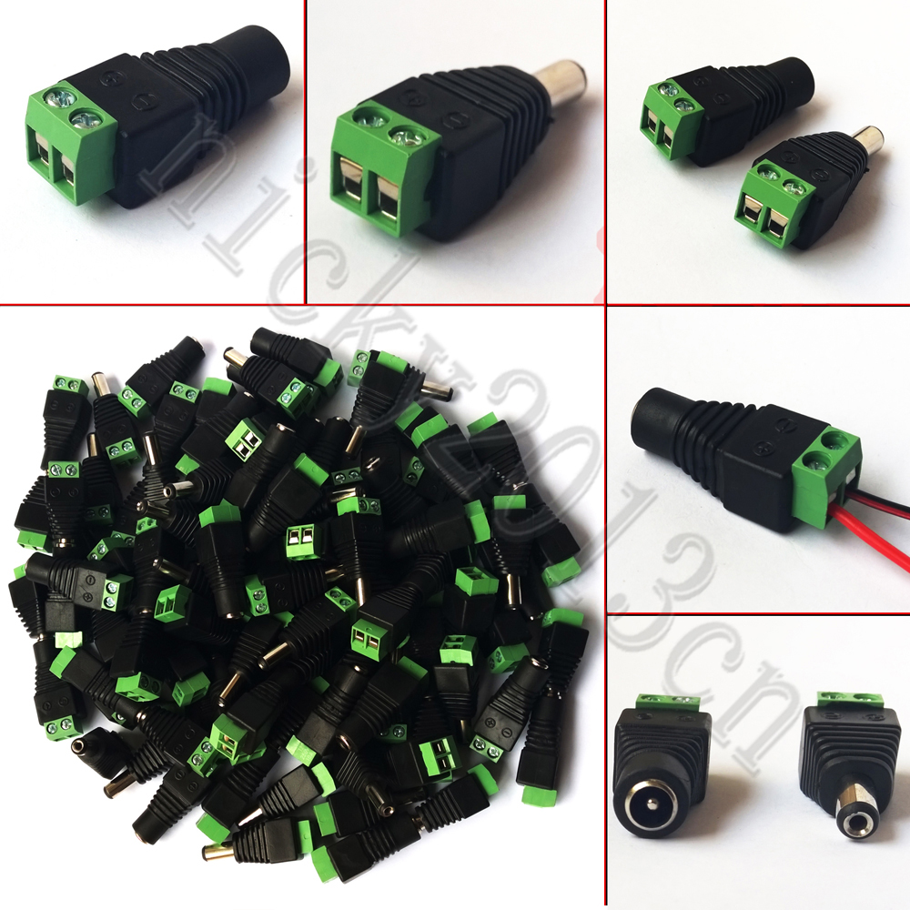 

DC Connector Male Female Jack Plug Adapter 2.1mm 5.5mm Green for 12V 24V LED Module Strip Light