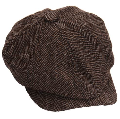 

Fashion Octagonal Cap Newsboy Beret Hat Autumn And Winter Hats For Men's Coffee Color Handsome Plaid Casual Hat Beret Cap, Other