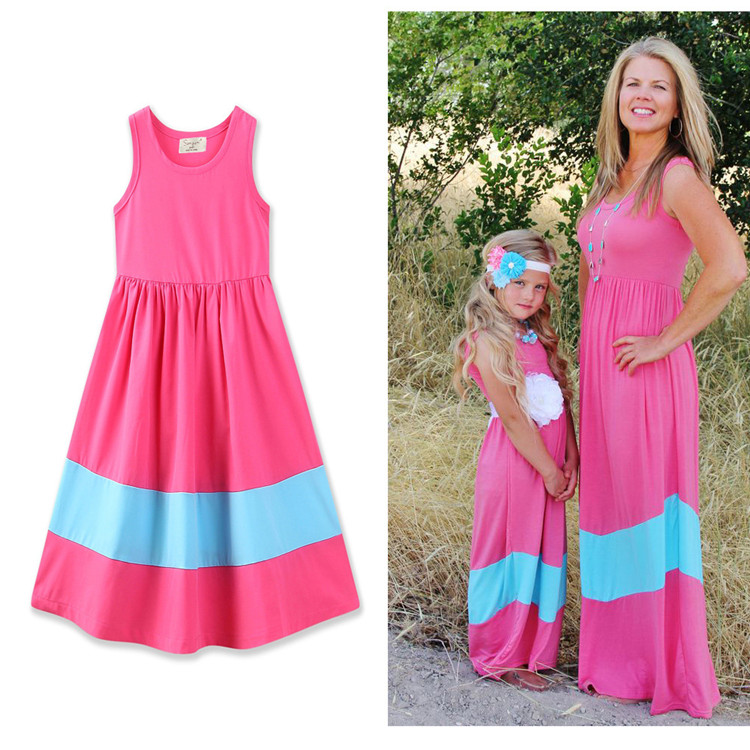 Mother Daughter American Flag Long Dress 4th of July Sundress Beachwear Holiday